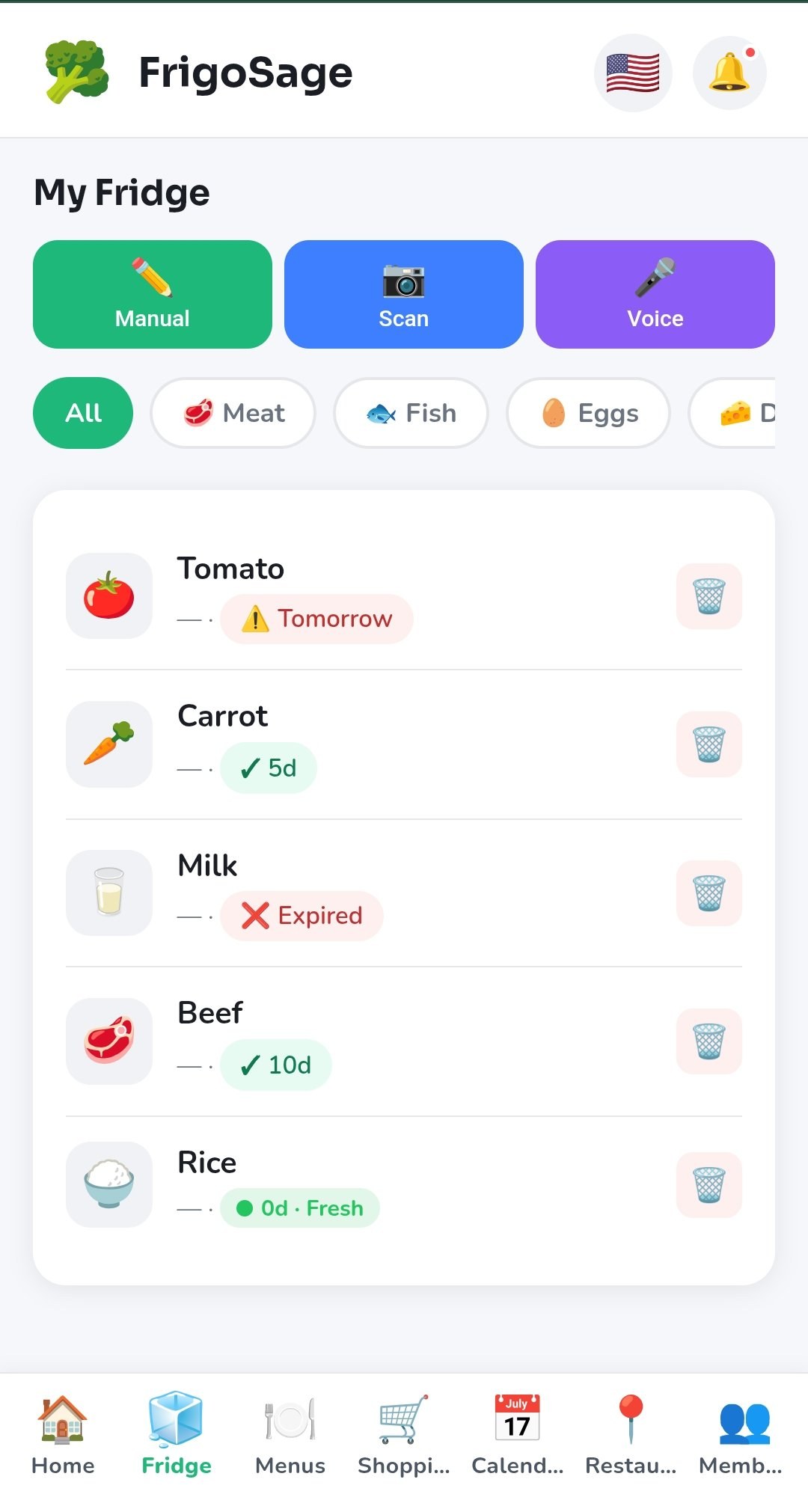 Fridge tracking